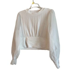 Women’s White Blouse with Transparent Sleeves